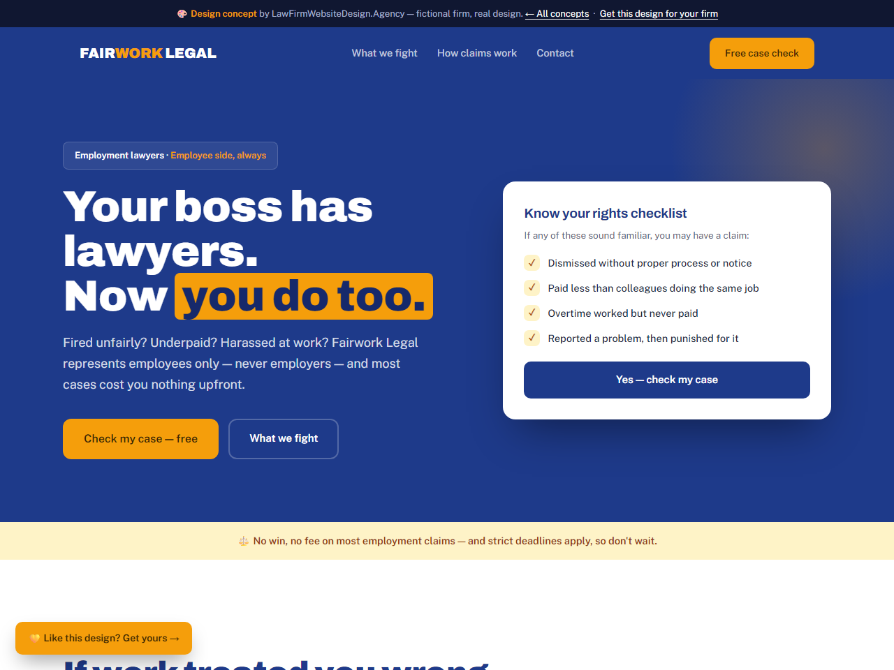 Employment Law law firm website design example, FAIRWORK LEGAL