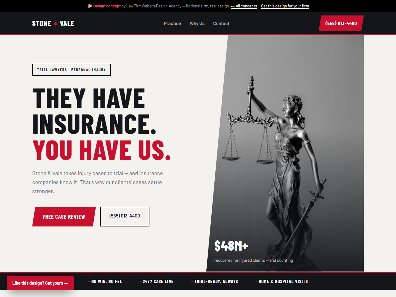 Personal Injury law firm website design example, STONE & VALE