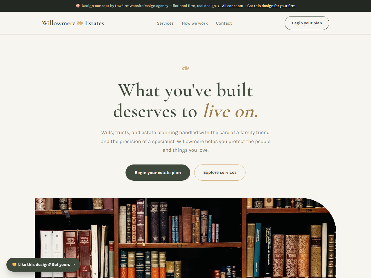Estate Planning law firm website design example, WILLOWMERE ESTATES